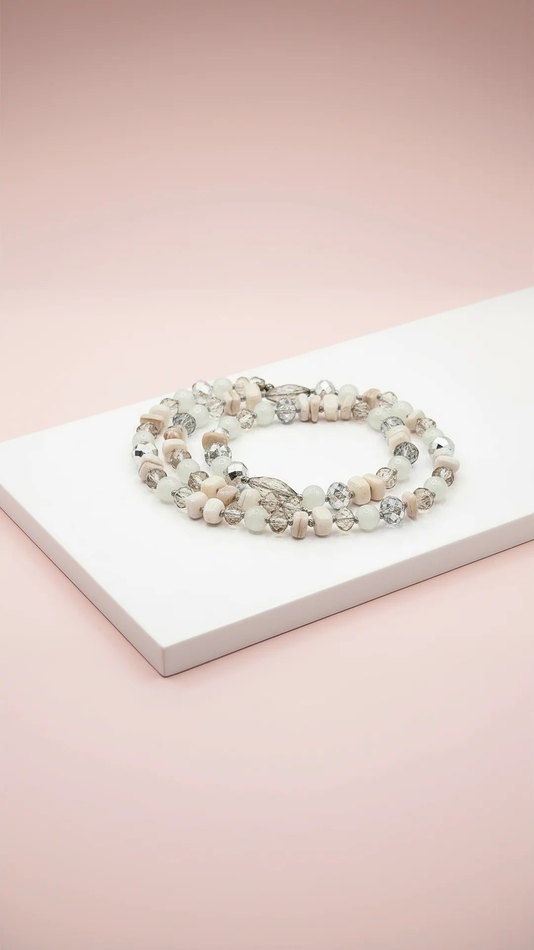 Resin Boho Long Natural Stone Beaded Necklace