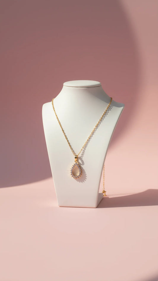 Tear Drop Oval Crystal Necklace