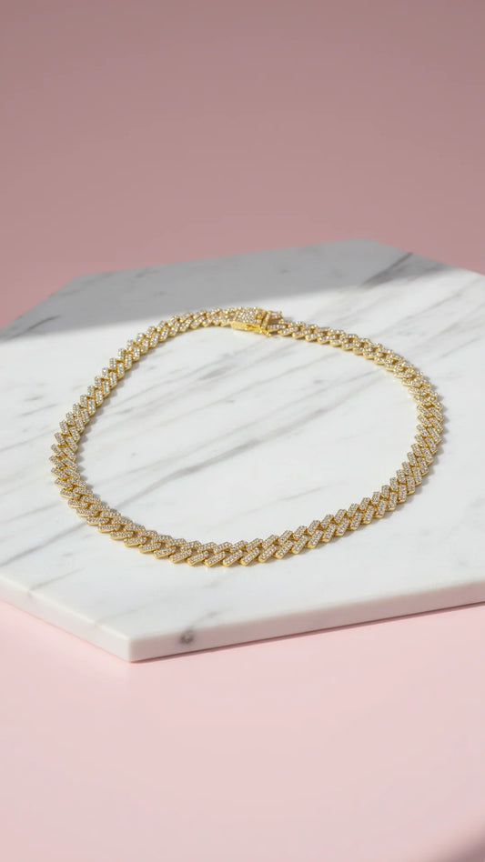 Stainless Steel Crystal Link Chain Necklace