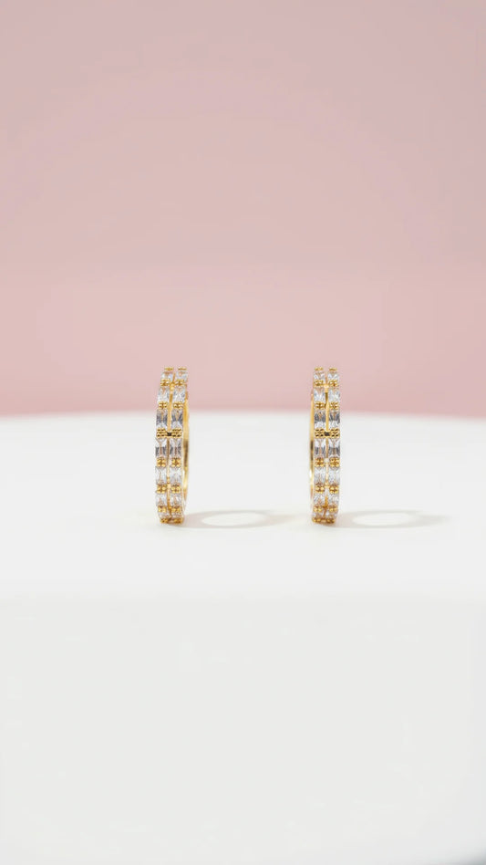 Huggie Baguette Cut Crystal Earrings