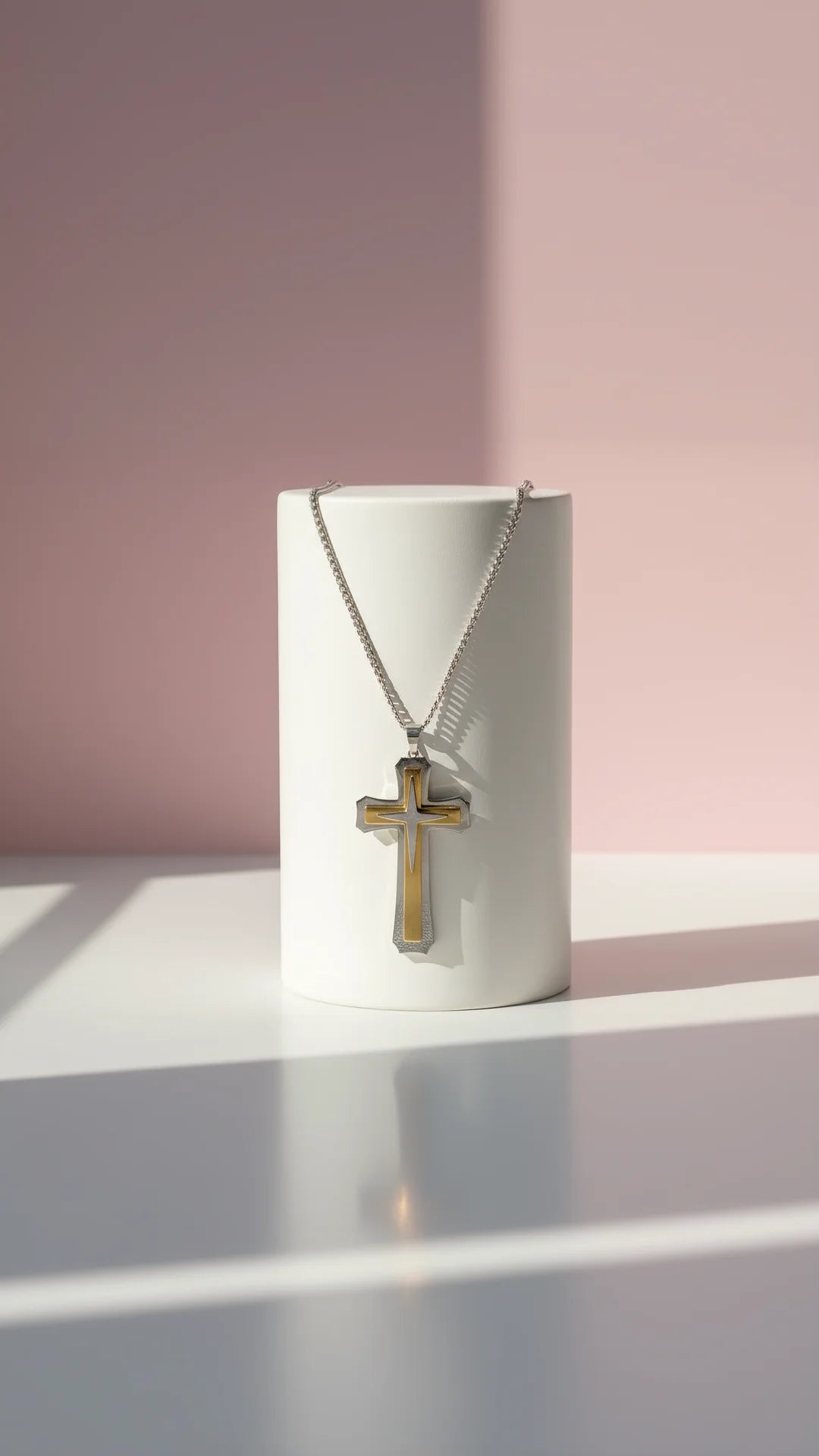 Two Tone Alloy Cross Necklace