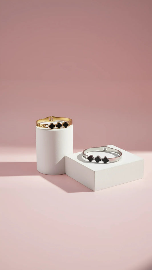 Stainless Steel Clover Stacking Bangle