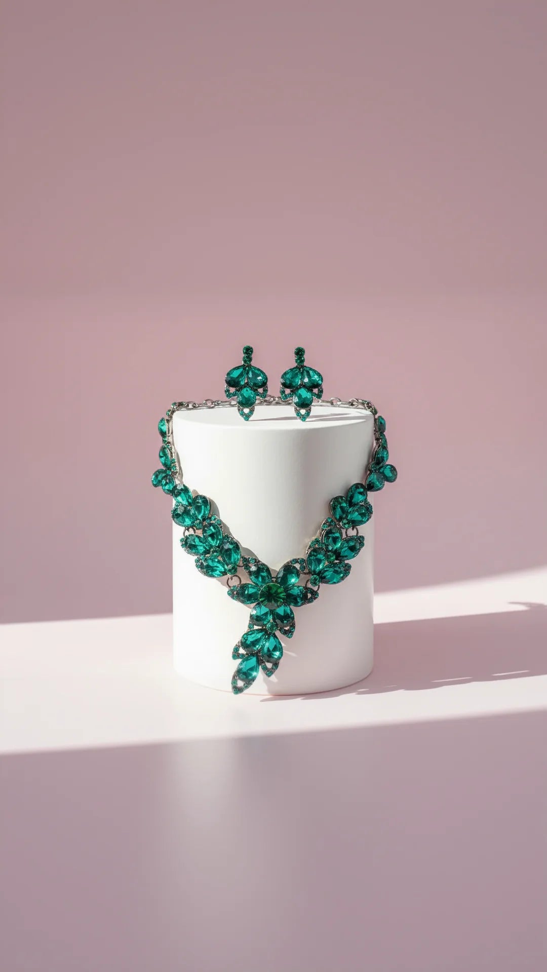 Tear Drop Crystal Necklace & Earrings Set