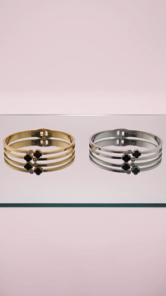 Black Clover Stainless Steel Stacking Bangle