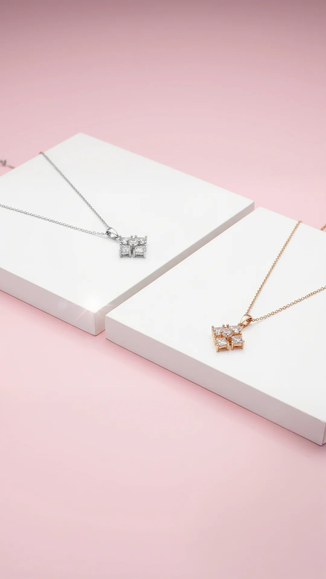 Square Crystal Pendant Necklace