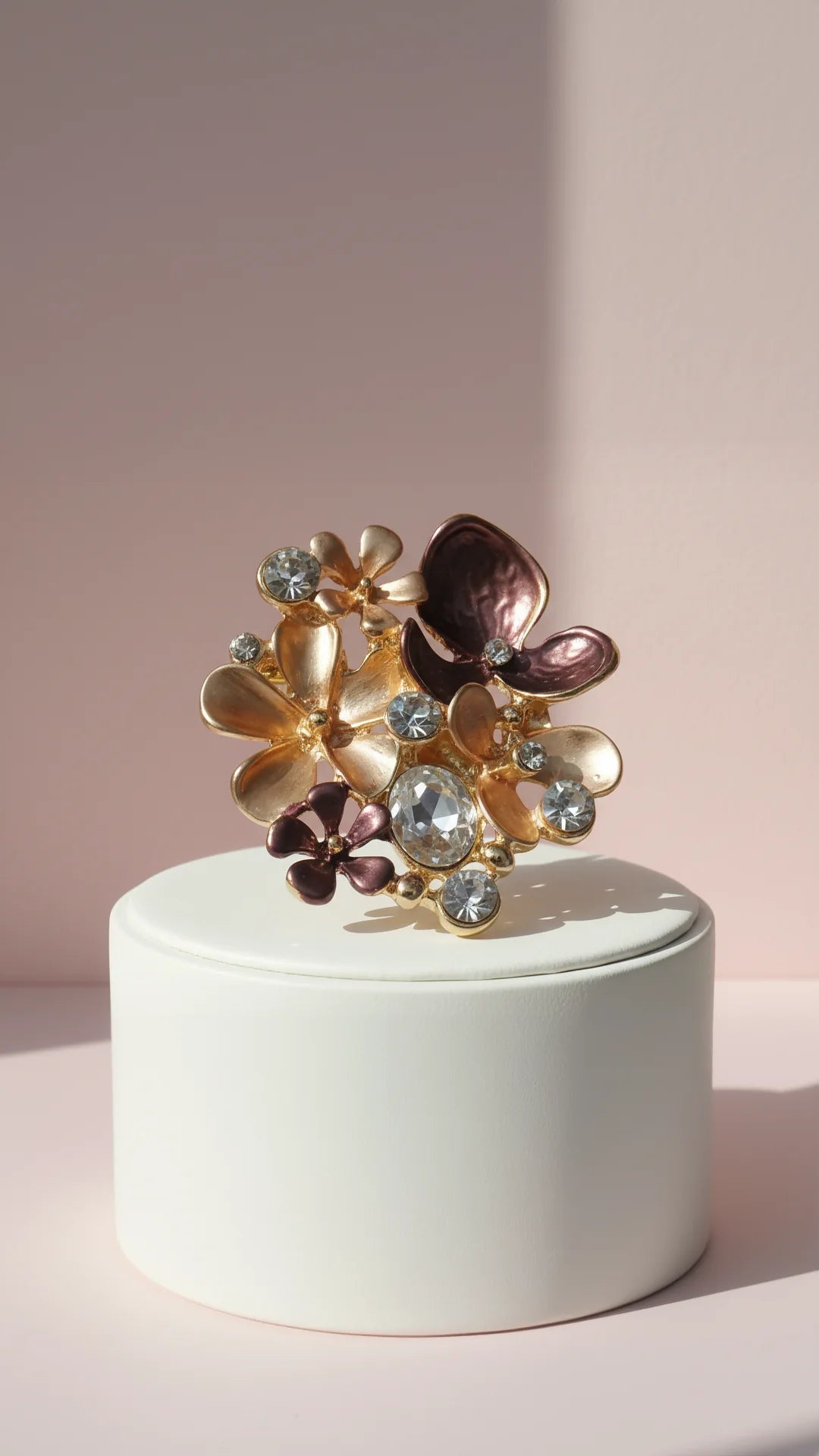 Floral Bouquet Cluster Crystal Magnetic Brooch