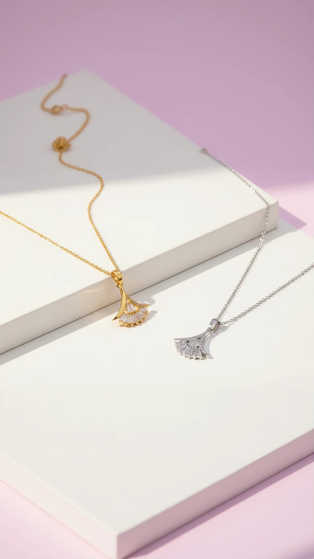 Ginkgo Leaf Crystal Pendant Necklace