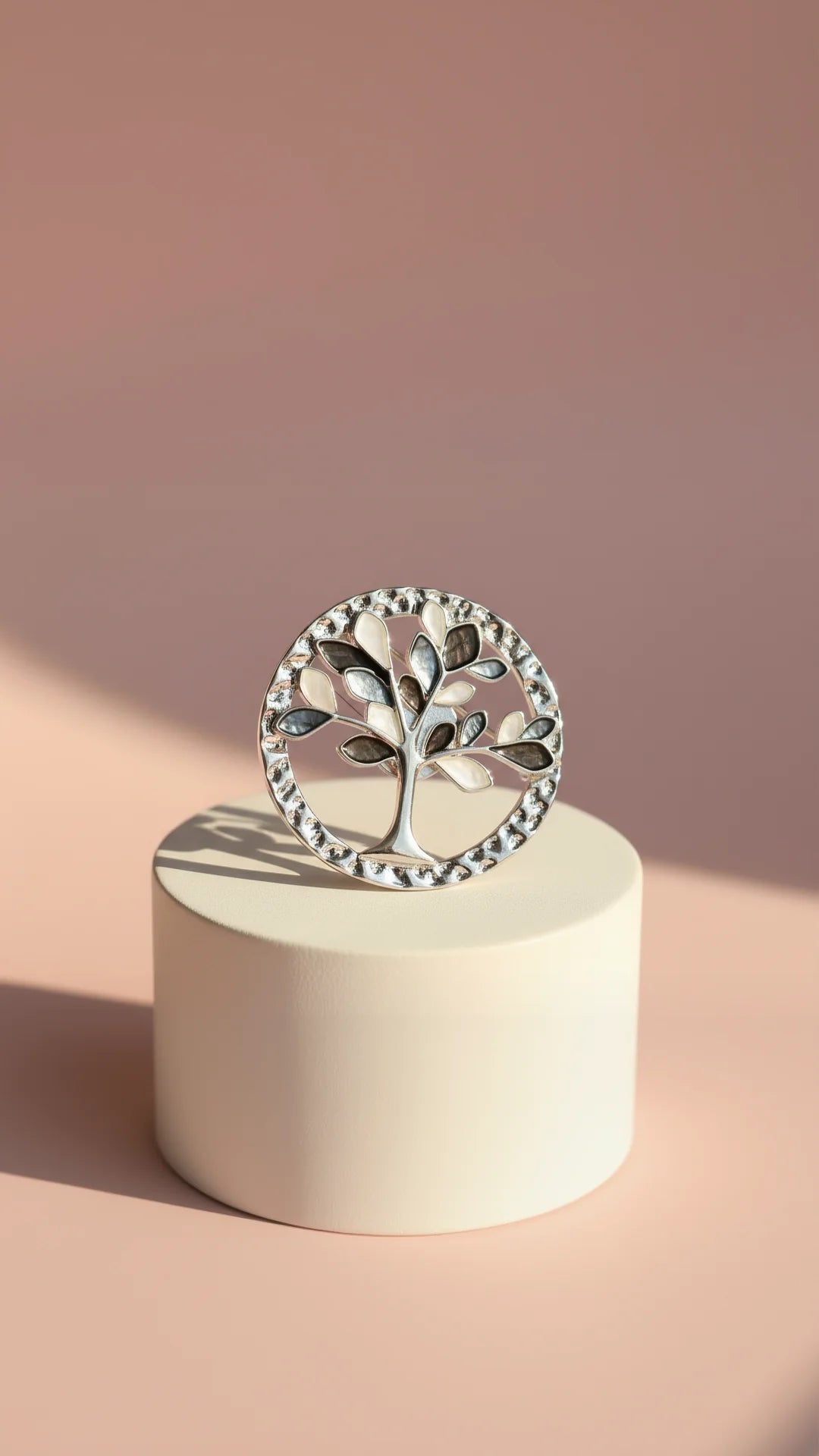 Tee Of Life Hammered Enamel Magnetic Brooch