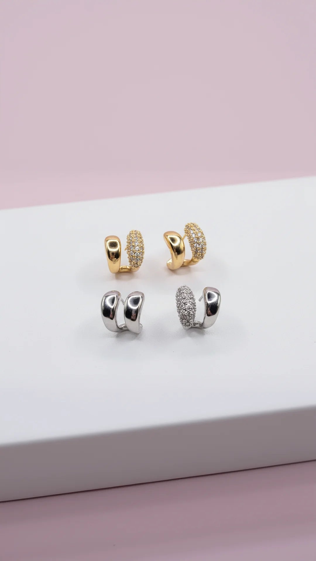 Curved Mirco Pavé Crystal Huggie Earrings