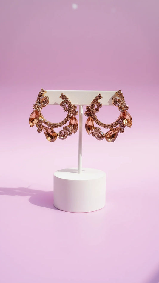 U Shape Crystal Stud Earrings