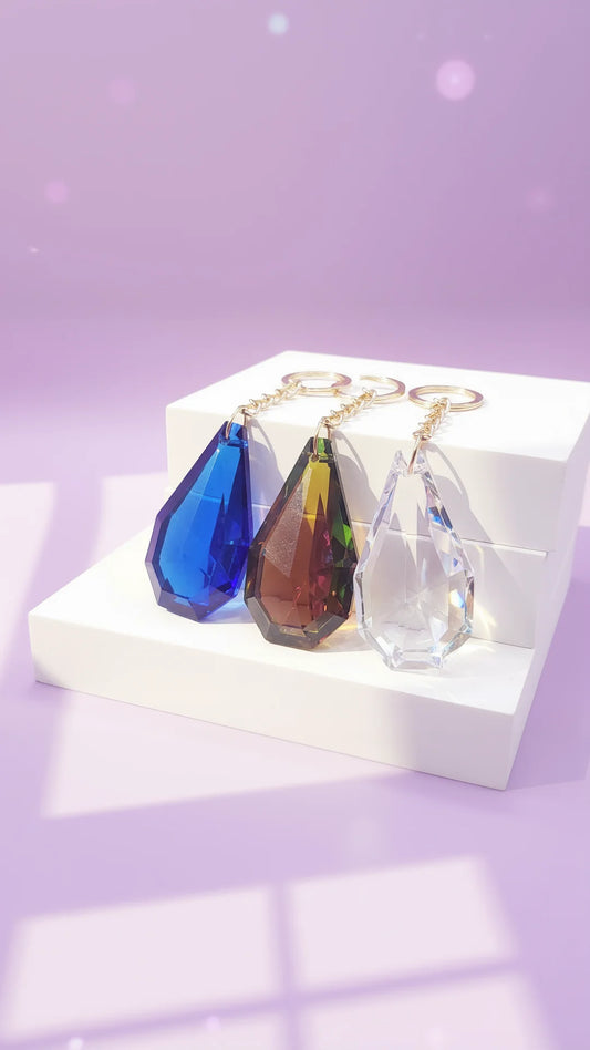 Faceted Prismatic Iridescent Crystal Key Ring & Bag Charm