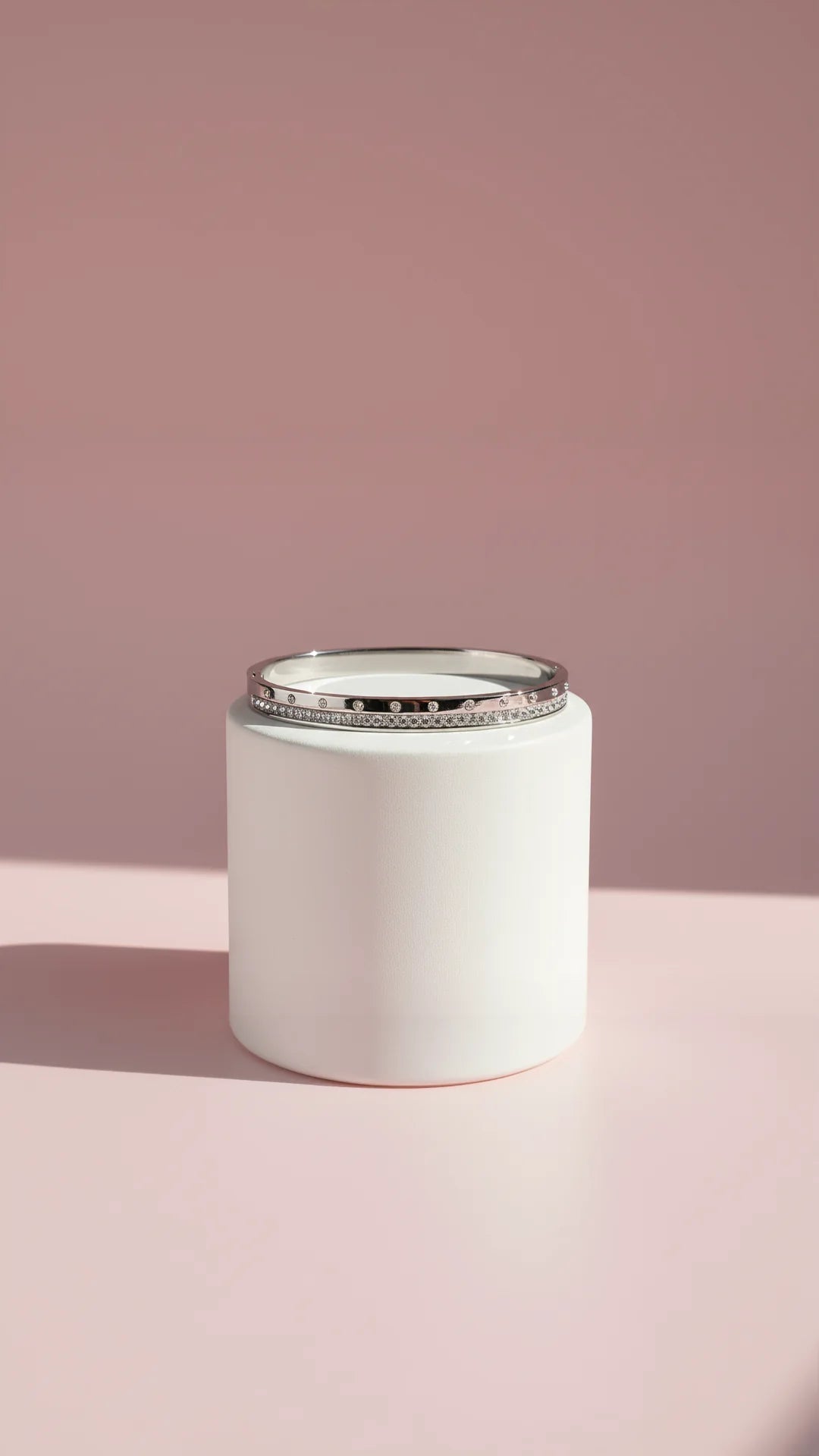 Crystal Inlaid Stainless Steel Hinged Bangle