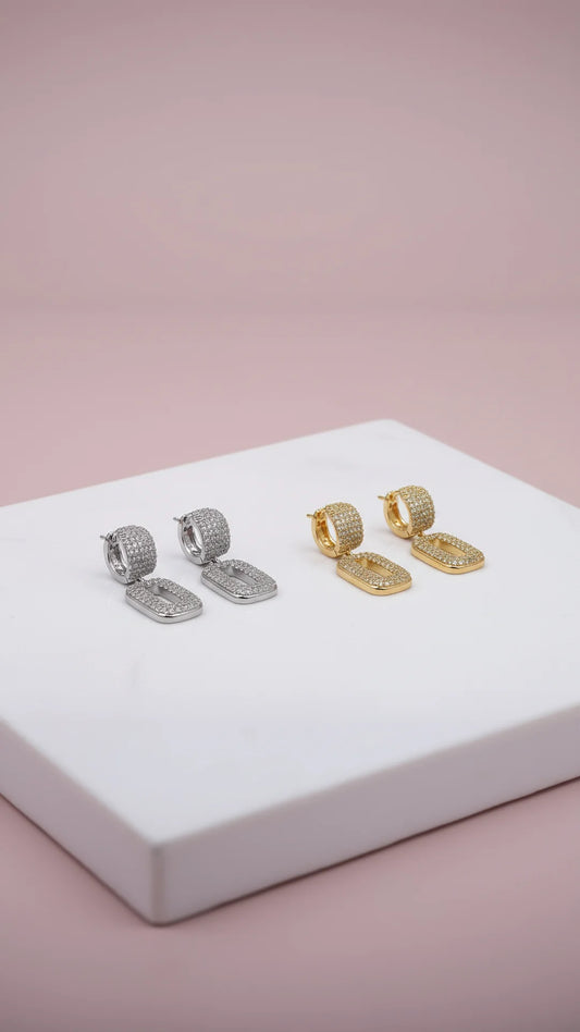 Crystal Micro Pavé Oblong Drop & Dangle Earrings