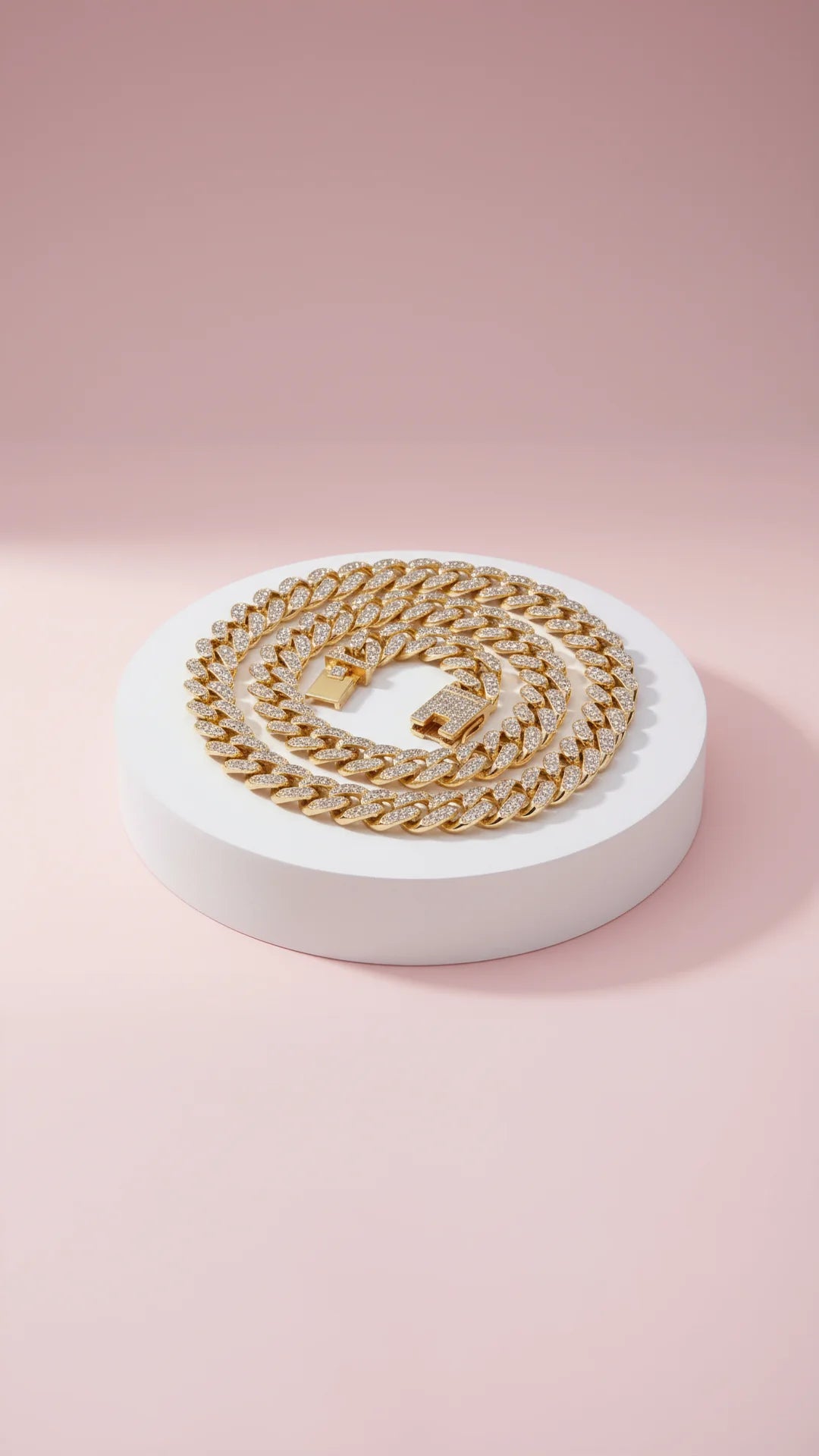 Iced Out Cuban Chain Necklace Stainless Steel