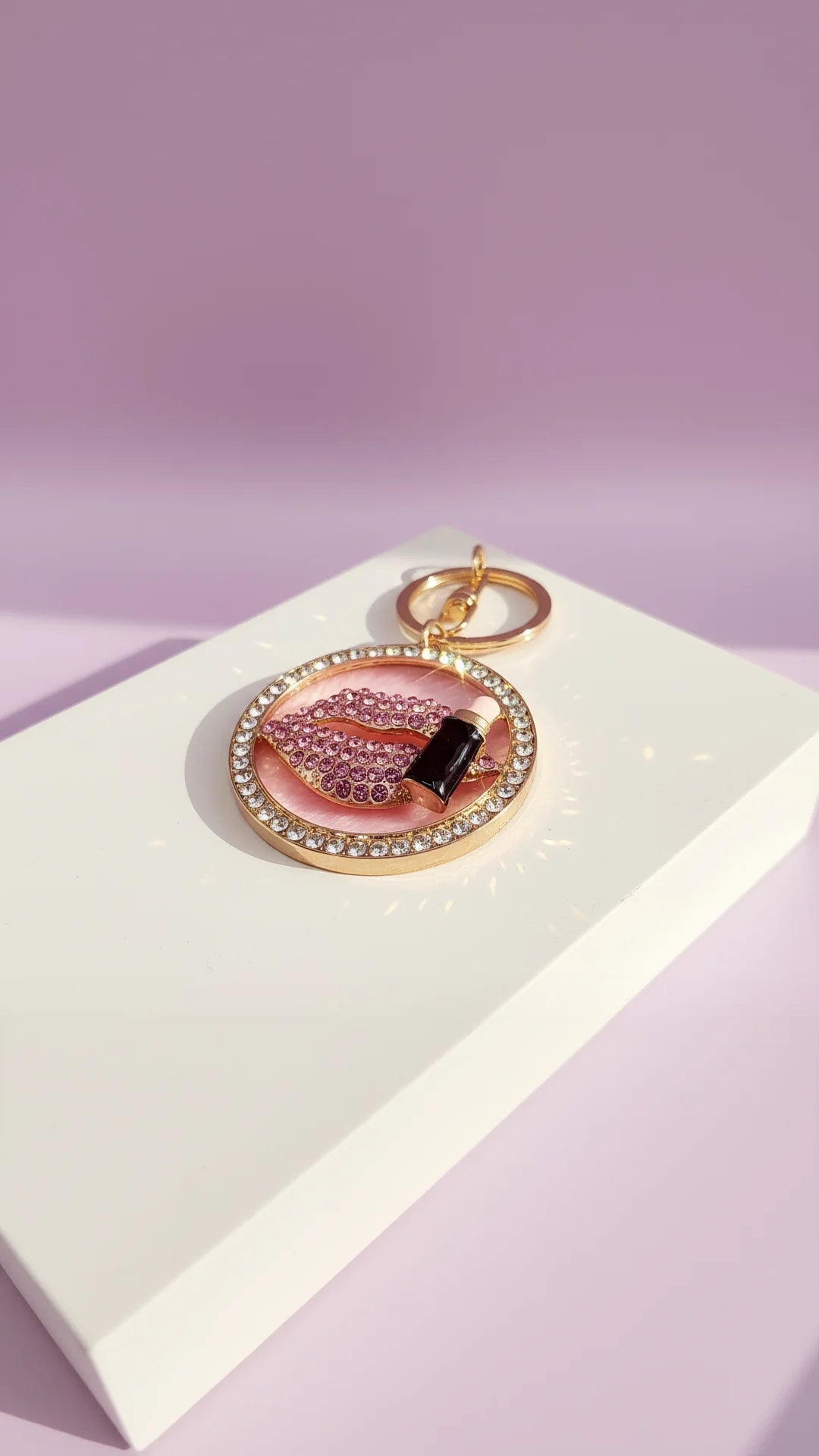 Lips With Lipstick Crystal Key Ring & Bag Charm