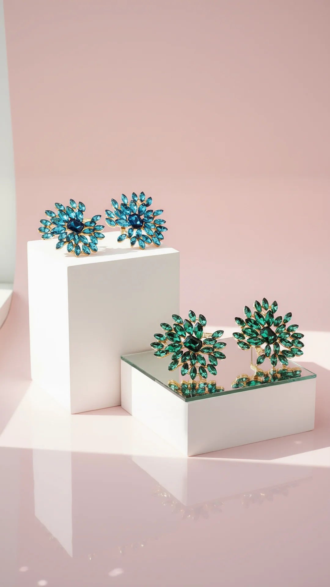 Sun Burst Crystal Stud Earrings