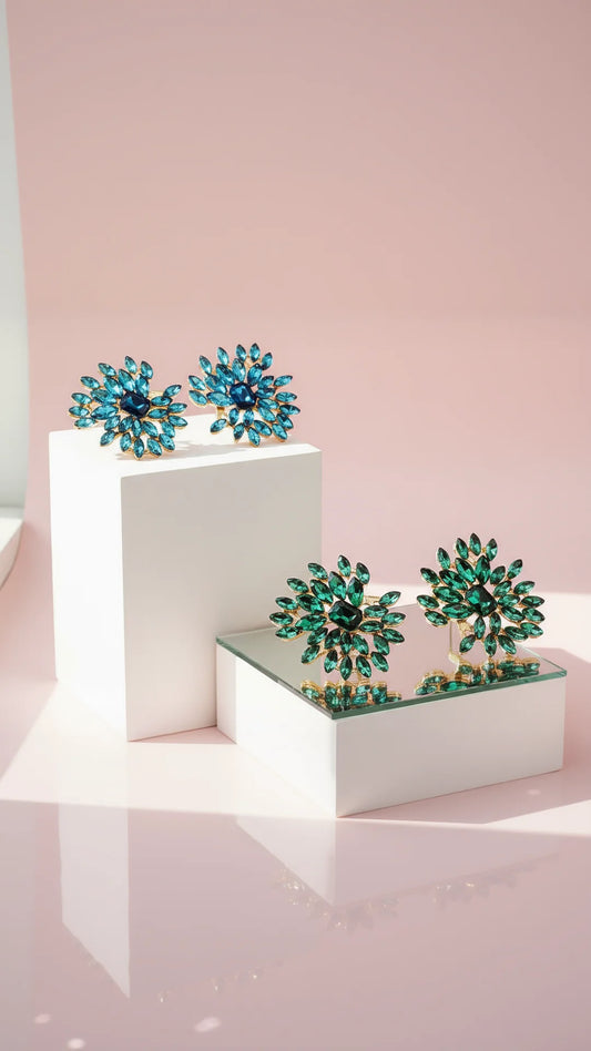 Sun Burst Crystal Stud Earrings