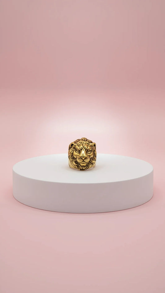 Stainless Steel Lion Men's Biker Ring