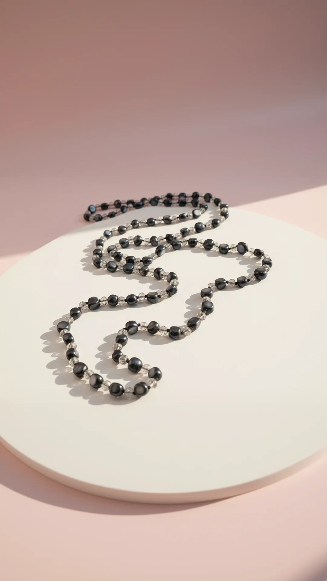 Navy Boho Long Beaded Necklace