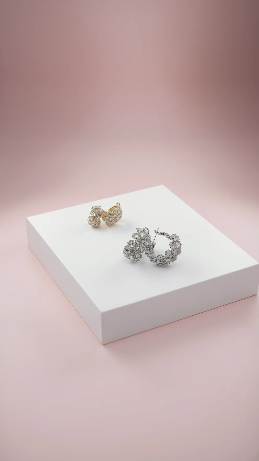 Crystal Round Huggie Stud Earrings