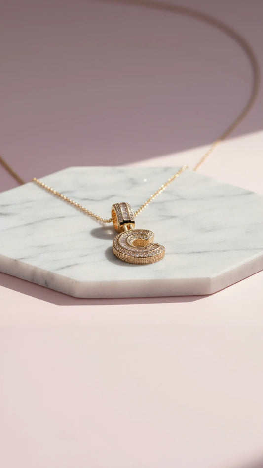 Letter C Crystal Personalized Initial Necklace