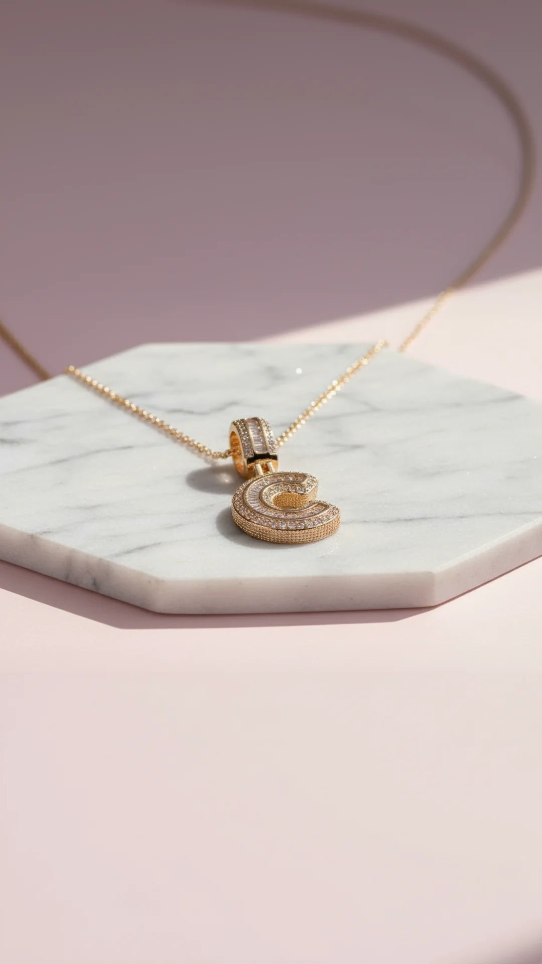 Personalized Initial Letter Pendant Crystal Necklace