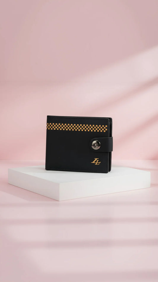 Black & Tan Leather Bifold Wallet With Gift Box