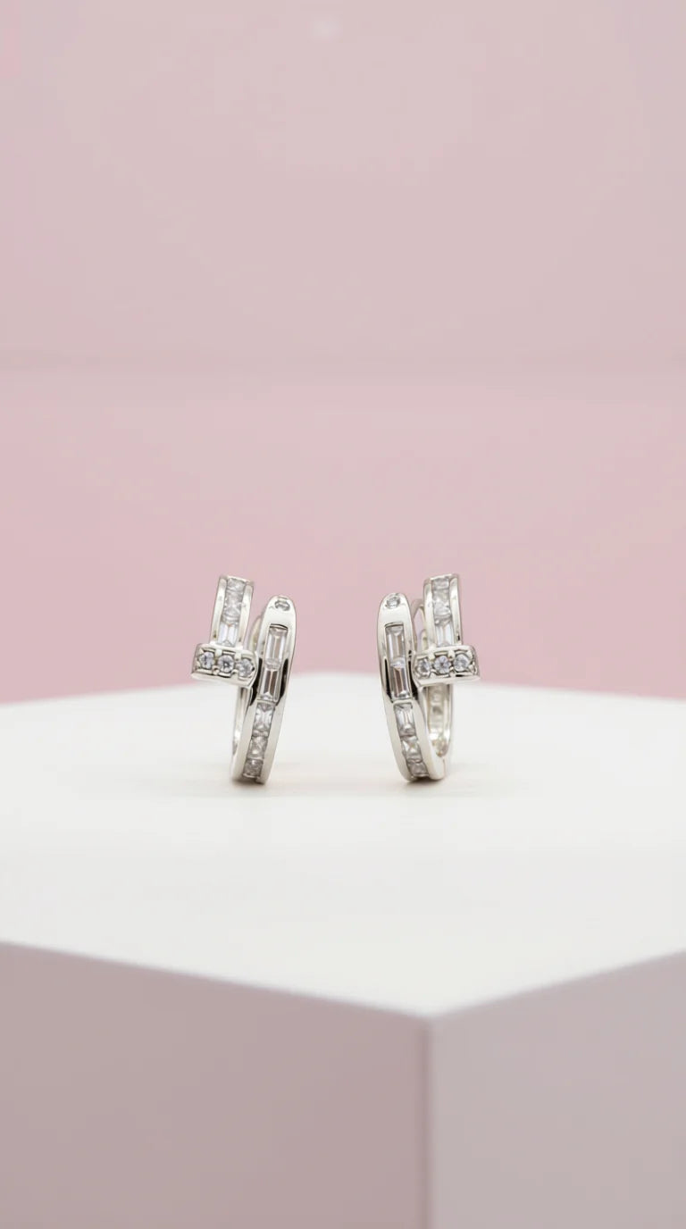 Crystal Nail Huggie Mini Earrings