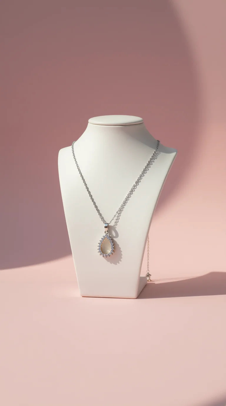 Tear Drop Oval Crystal Necklace