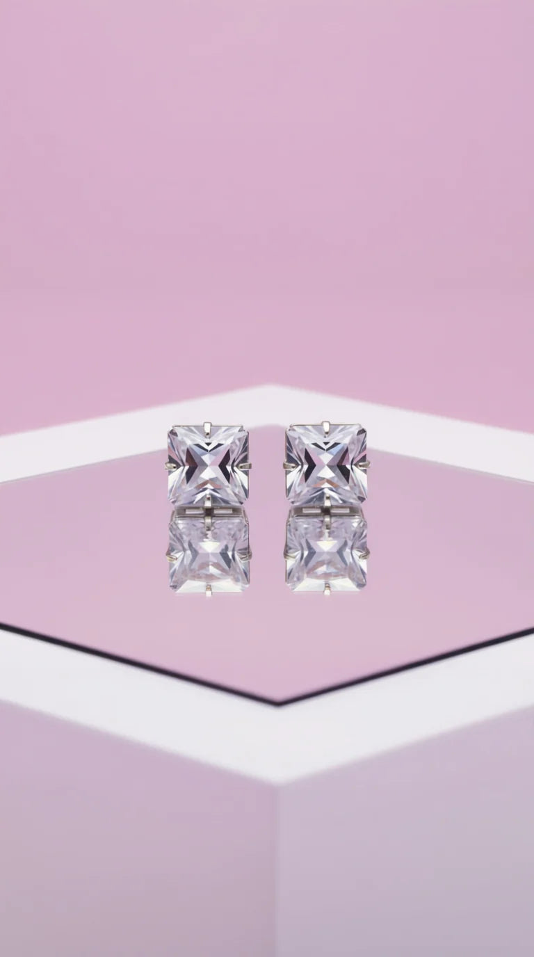 Square Crystal Stud Earrings