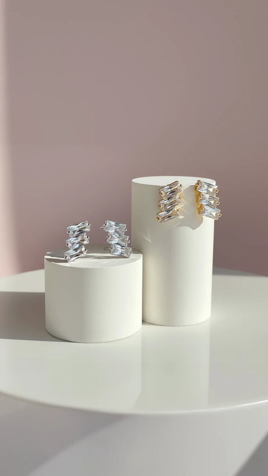 Baguette Cut Crystal Stud Earrings