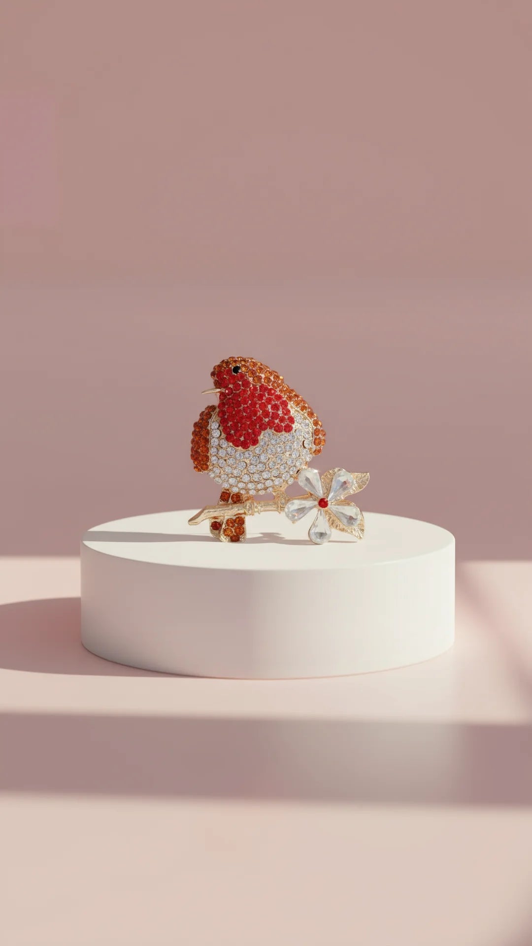 Robin Crystal Festive Brooch