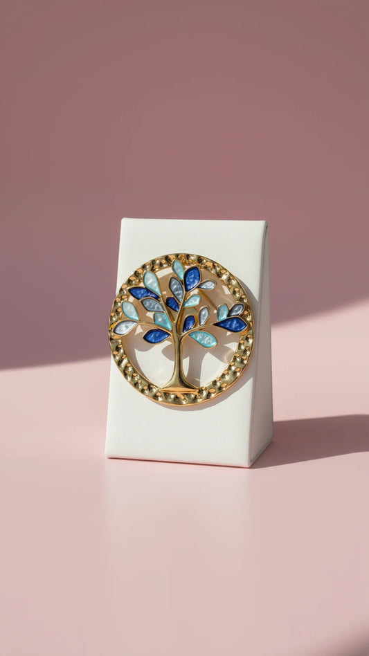 Tee Of Life Hammered Enamel Magnetic Brooch