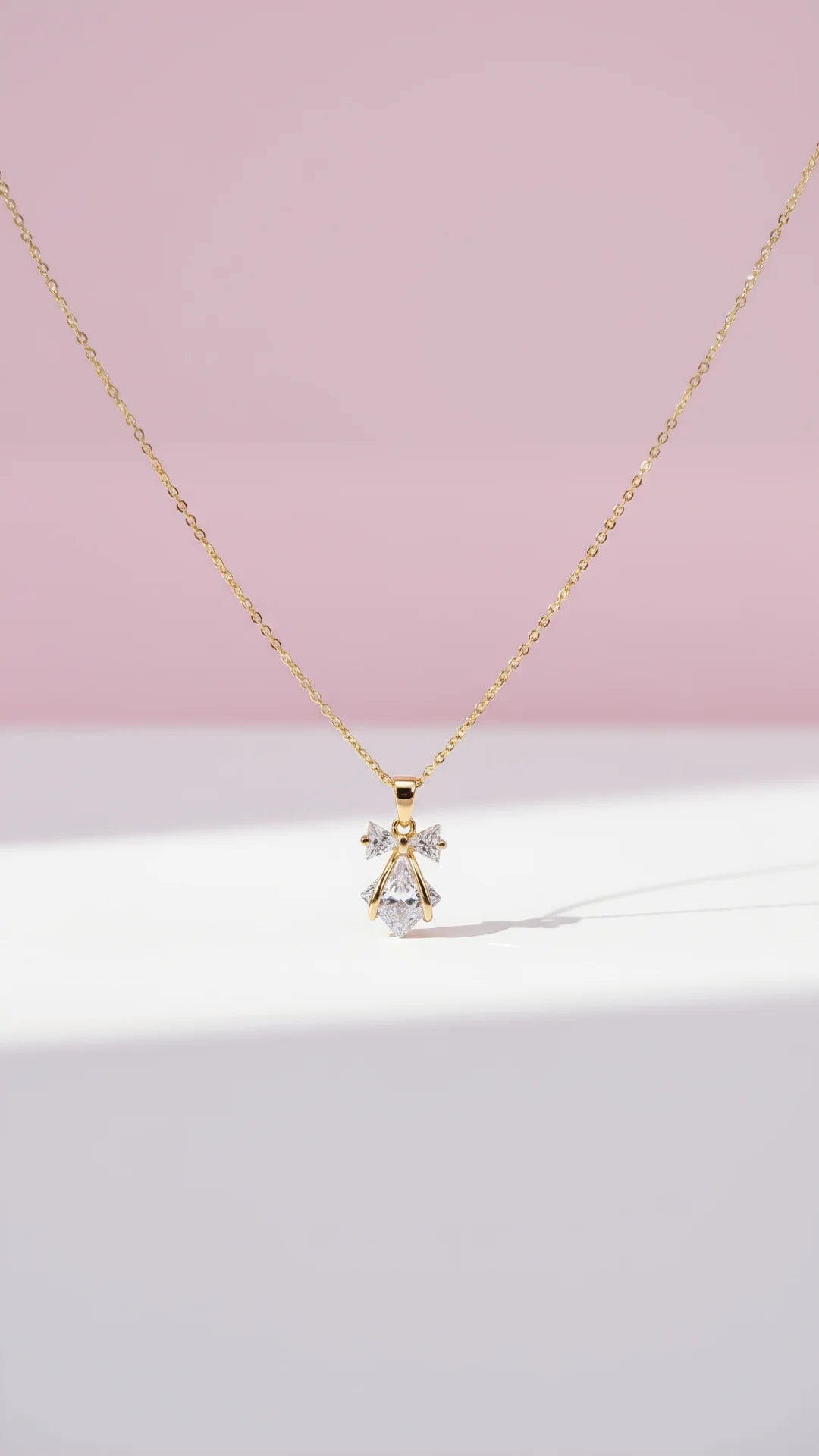Bow Crystal Pendant Necklace