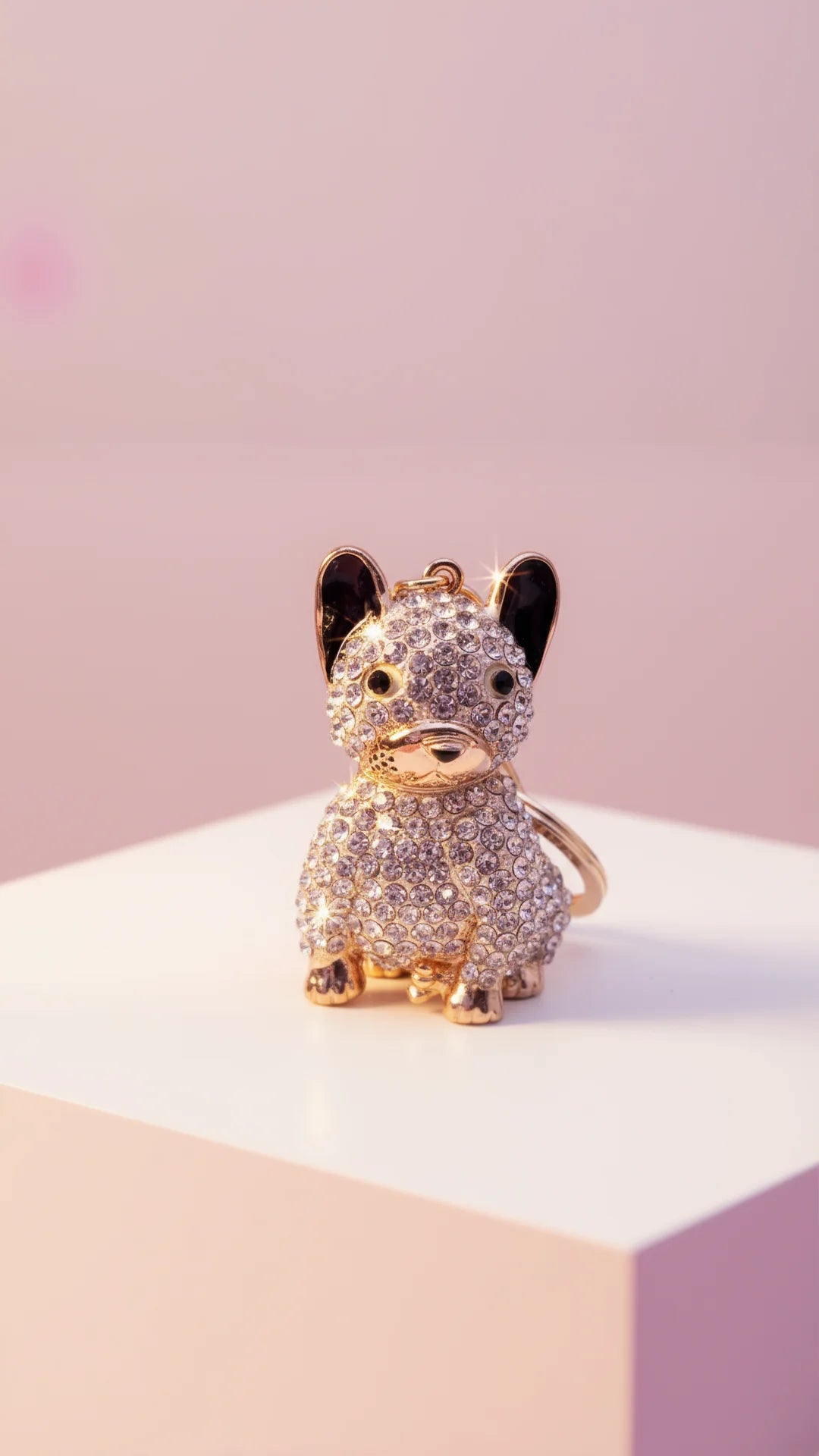 French Bulldog Crystal Dog Key Ring & Bag Charm