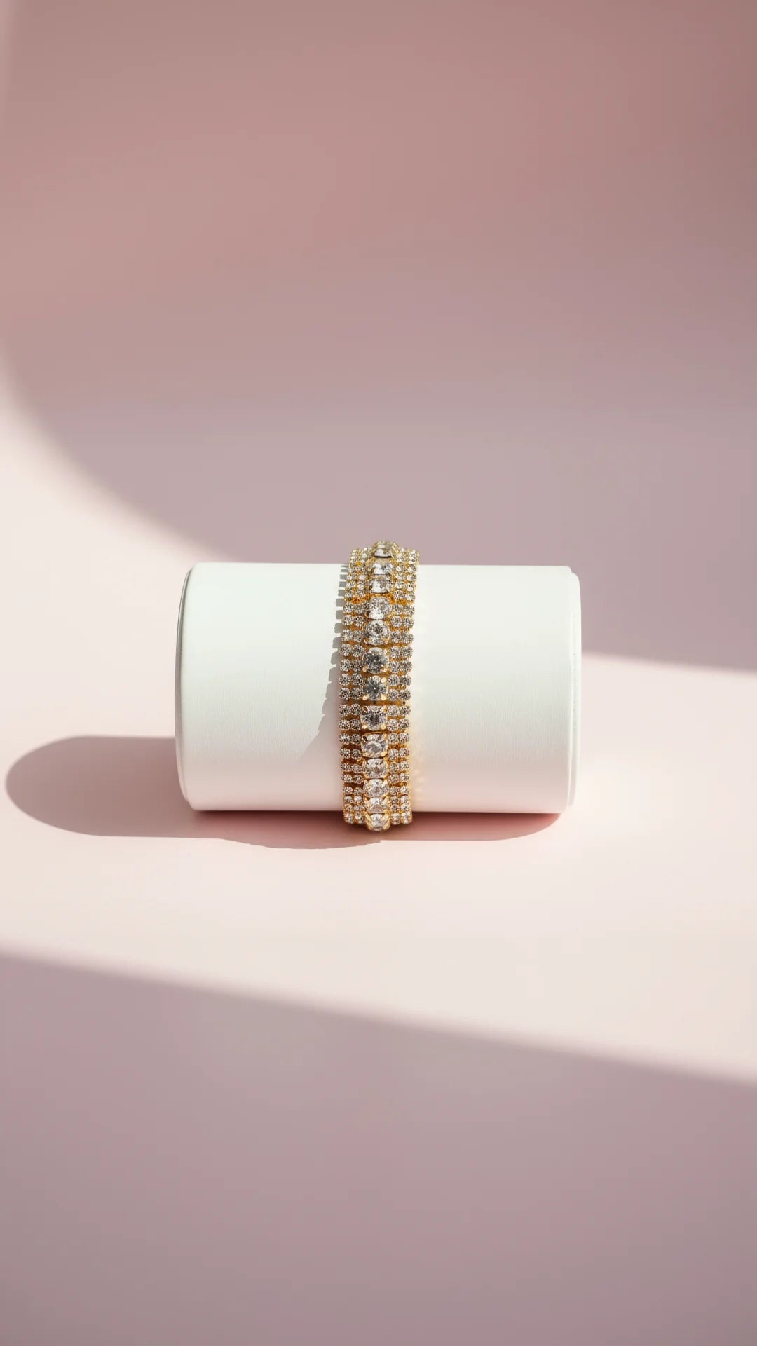 Gold Crystal Round Cut Tennis Bracelet