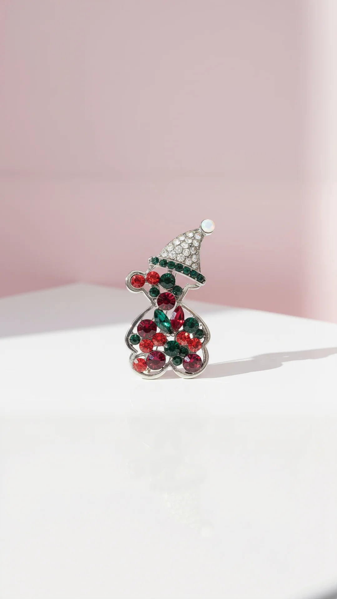 Crystal Teddy In Hat Festive Brooch