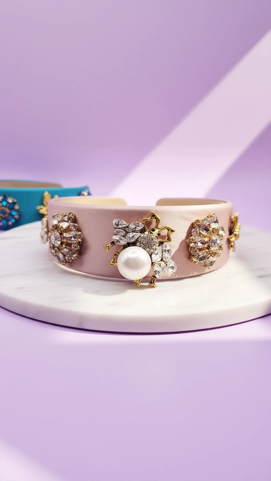 Bee & Flower Crystal Satin Hair band