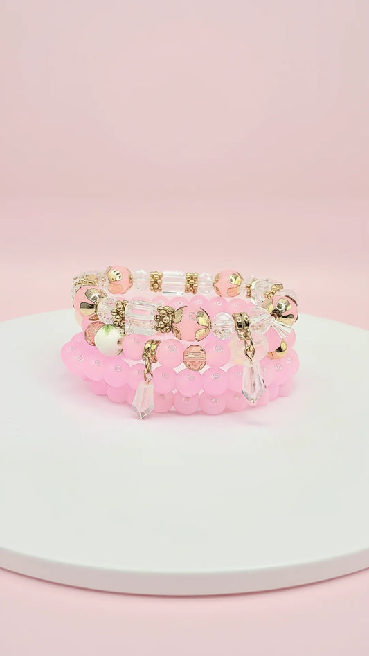 Gold Crystal Charm Ceramic Beaded Bracelet