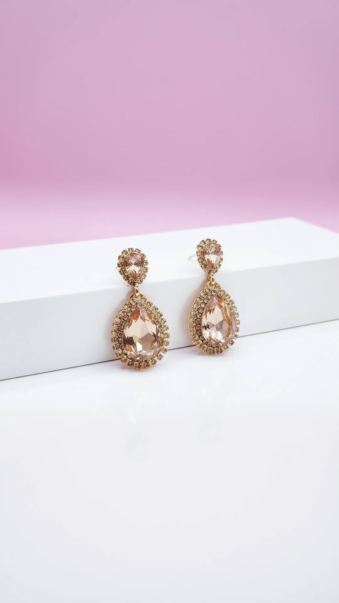 Gold Teardrop Crystal Drop & Dangle Earrings