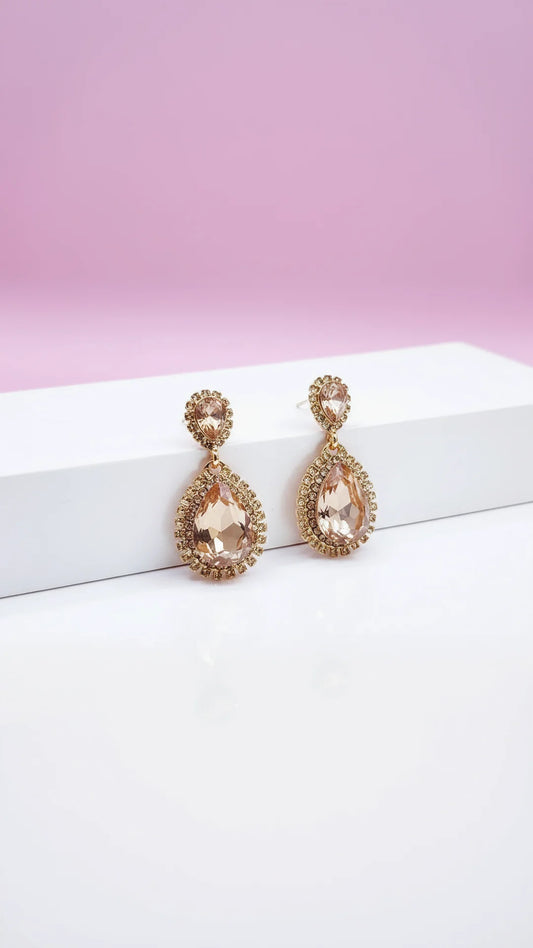 Gold Teardrop Crystal Drop & Dangle Earrings