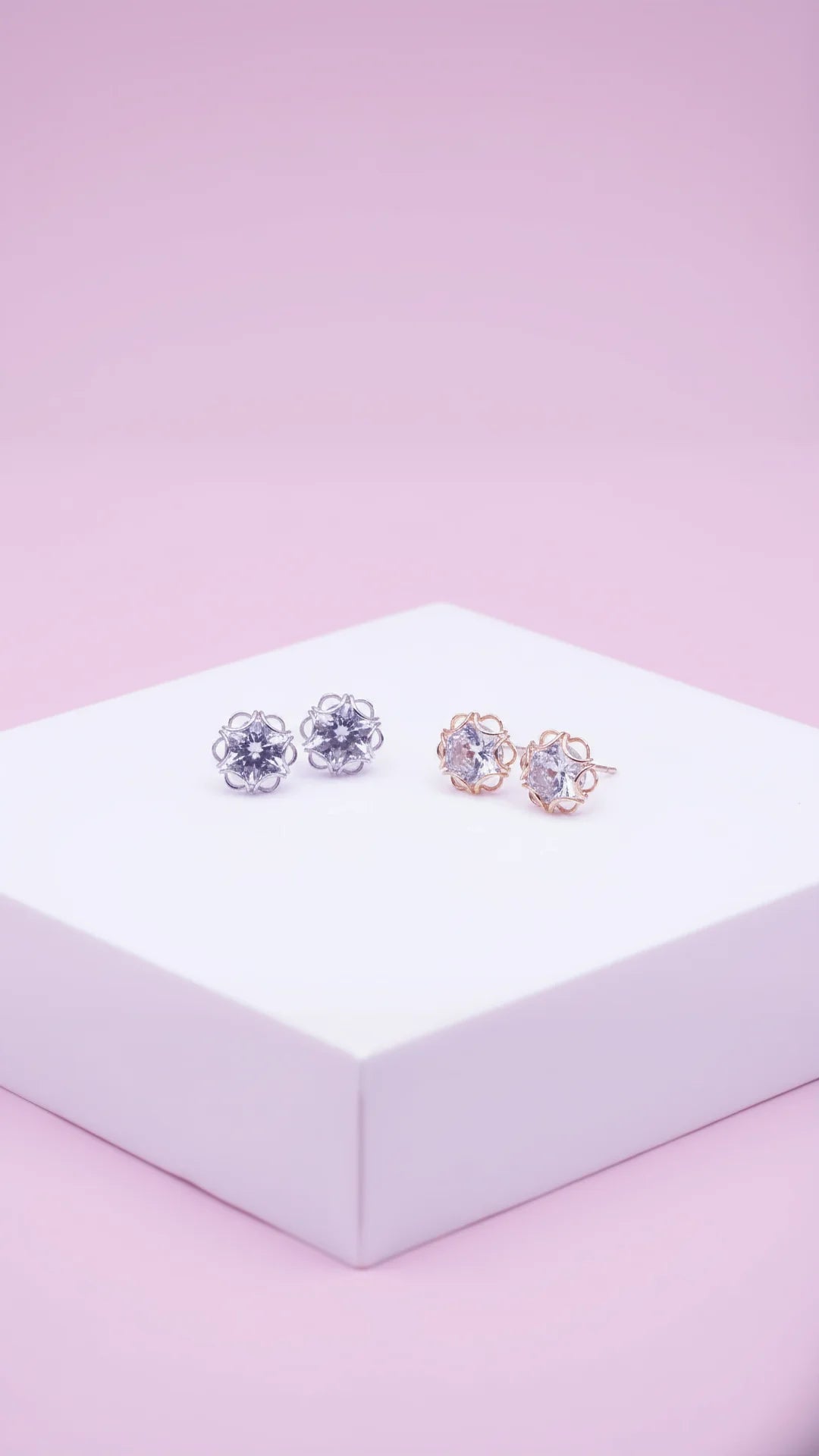 Geometric Round Crystal Stud Earrings