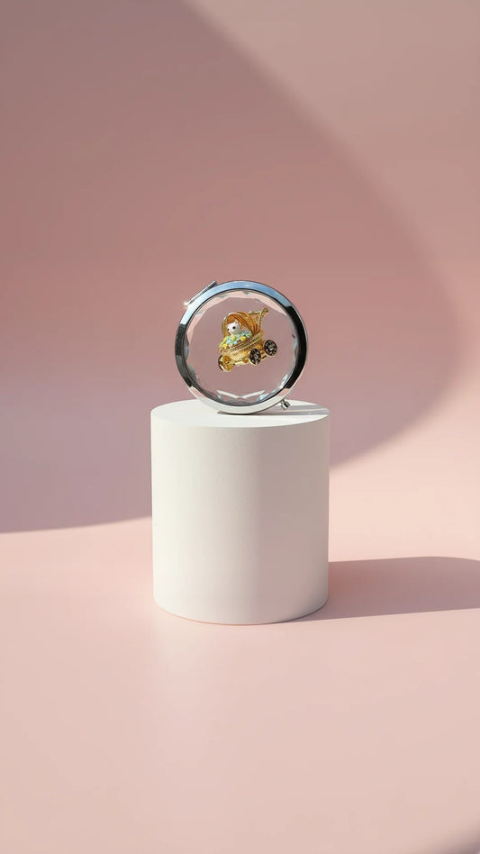 Floral Pram Compact Mirror & Gift Box