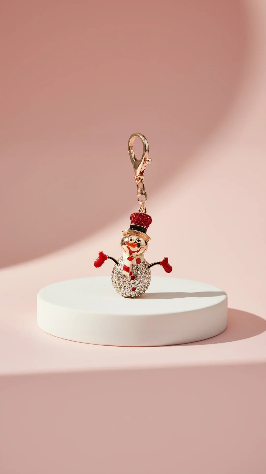 Top Hat Snowman Crystal Keyring & Bag Charm