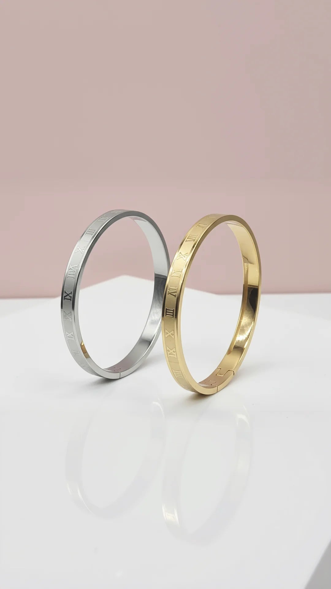 Roman Numeral Stainless Steel Stacking Bangle