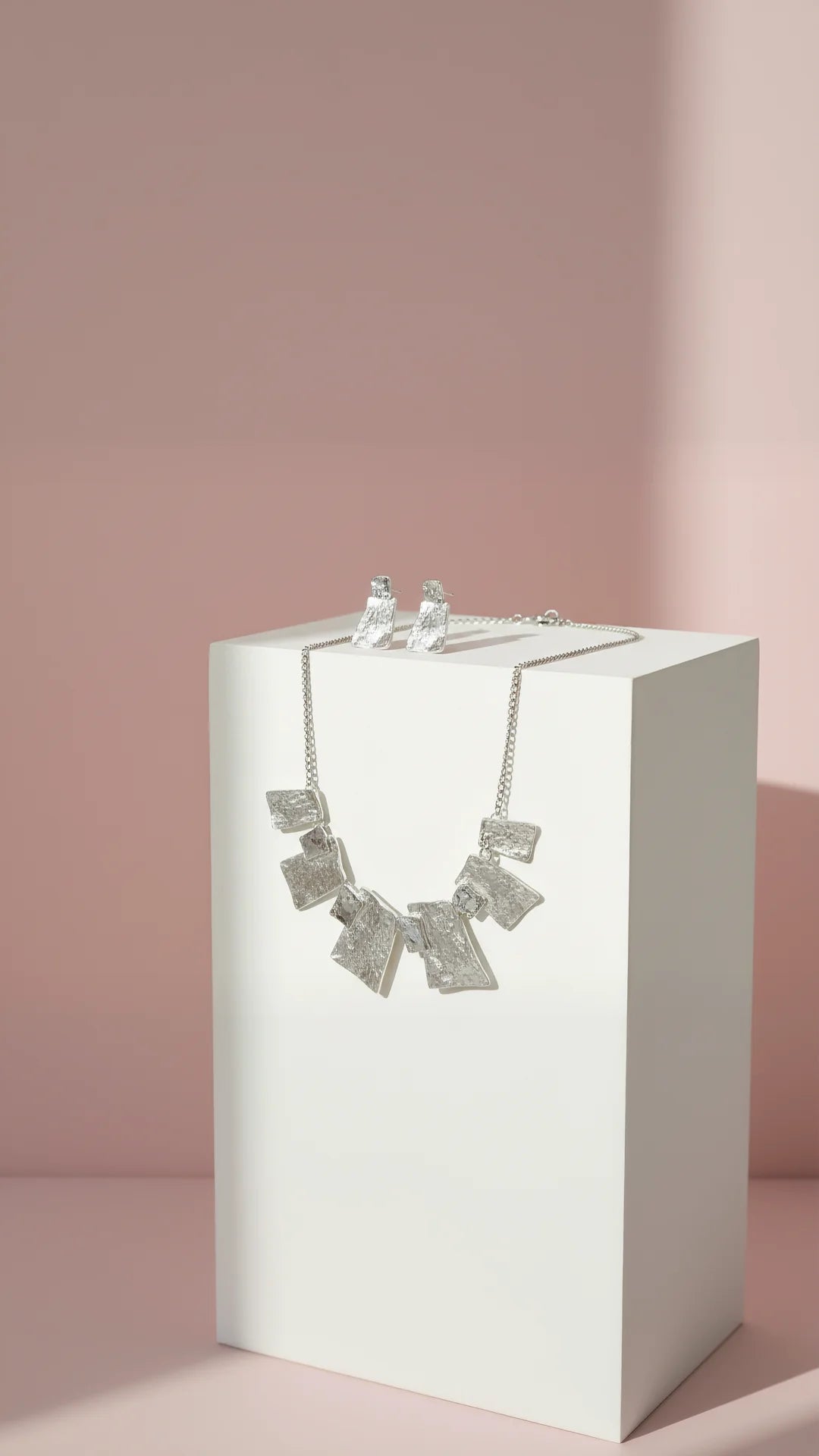 Abstract Squares Necklace & Earrings Set