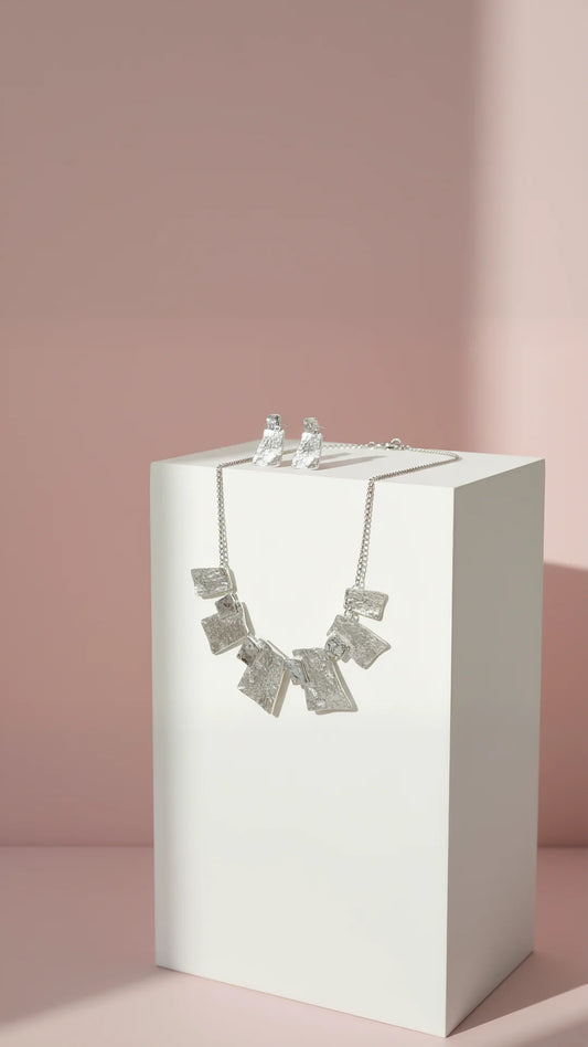 Abstract Squares Necklace & Earrings Set
