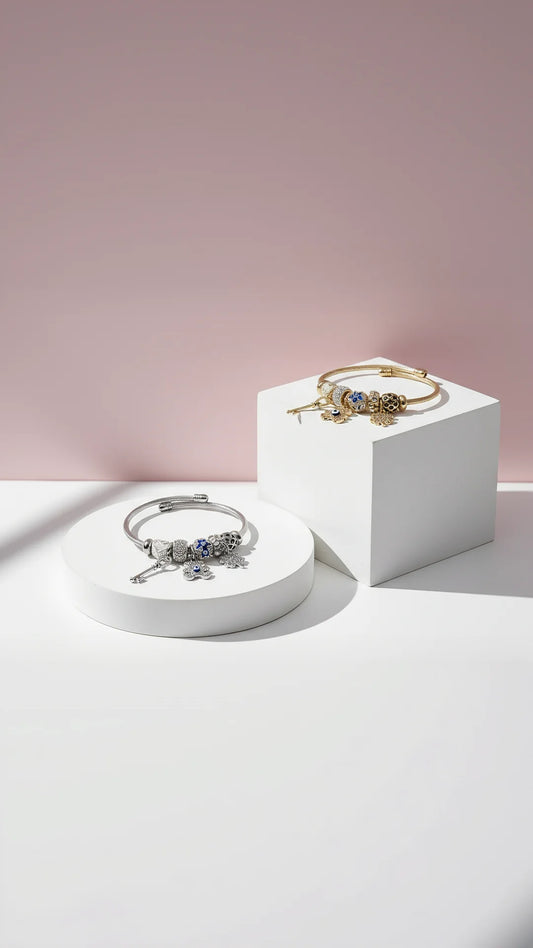 Evil Eye & Clover Crystal Charm Breaded Bracelet