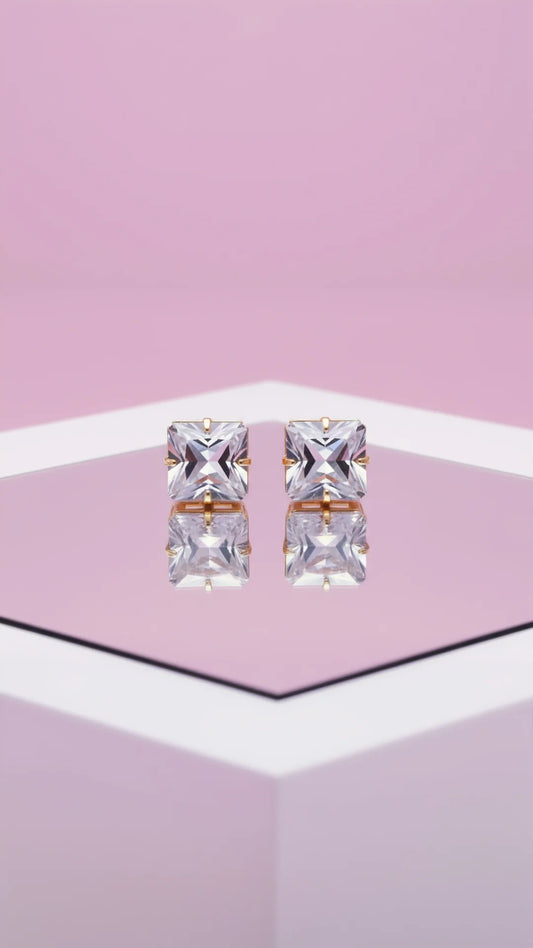 Square Crystal Stud Earrings