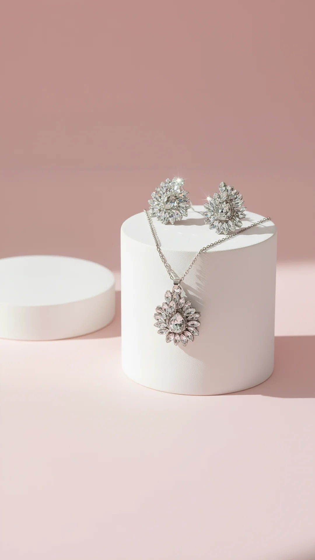 Curved Crystal Necklace & Earrings Set